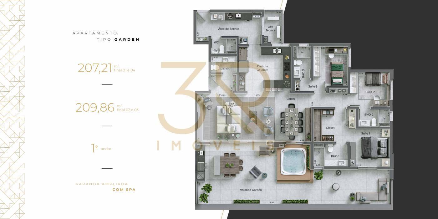 Apartamento, 3 quartos, 209 m² - Foto 1