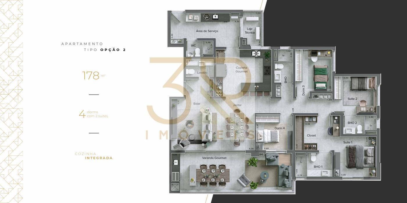 Apartamento, 3 quartos, 178 m² - Foto 1