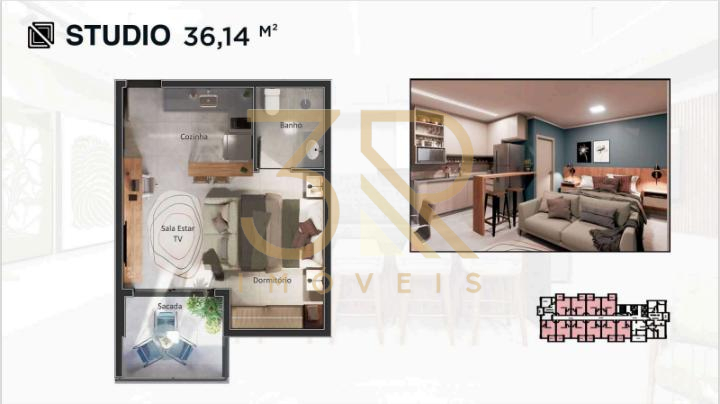 Apartamento, 1 quarto, 36 m² - Foto 1